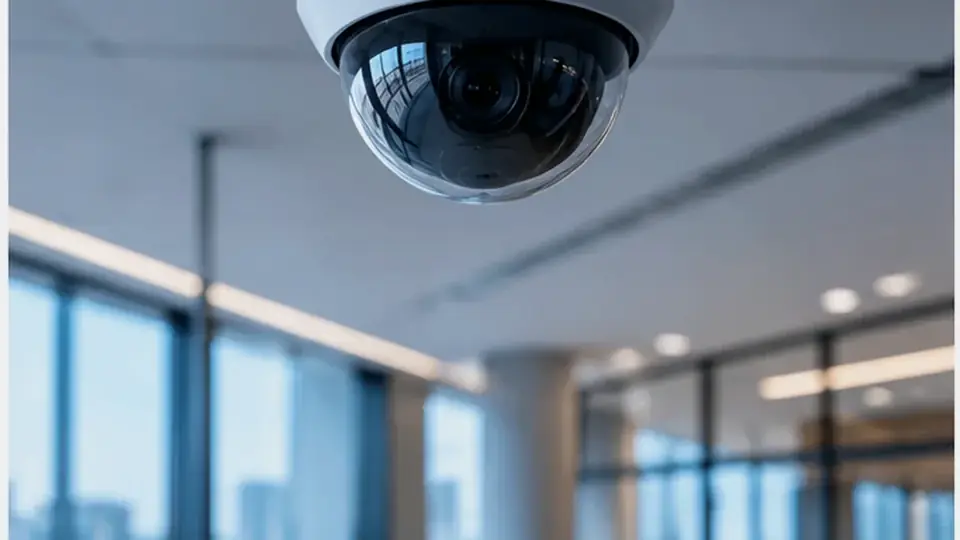 Cámara IP de videovigilancia en entorno empresarial